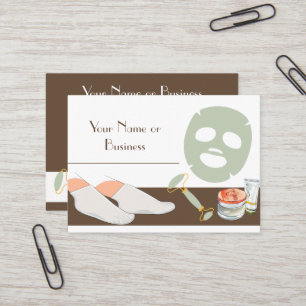 Brown, White and Mint Green Spa or Salon Business Card