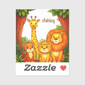 Brown White Animals Jungle Safari Watercolor  Sticker