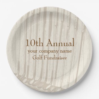 Brown & White Antique Vintage Golf Clubs Paper Plates by EnduringMoments at Zazzle