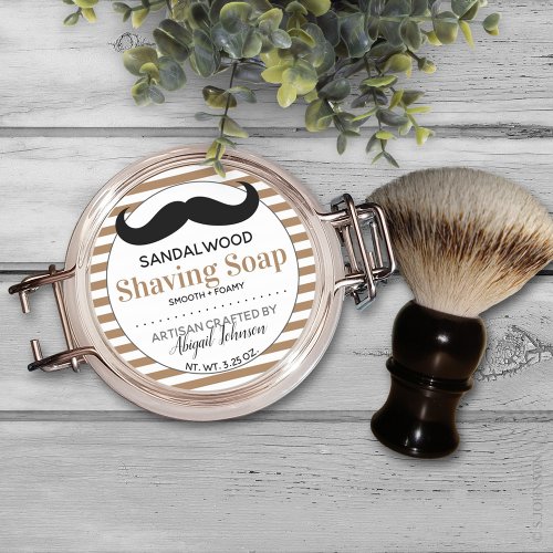 Brown  White Artisan Crafted Shaving Soap Label