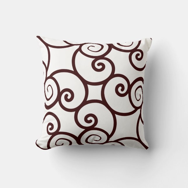 Brown white background and abstract pattern pillow (Front)