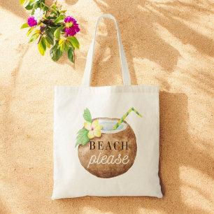 Brown White Beach Travel Tropical Vacation Holiday Tote Bag