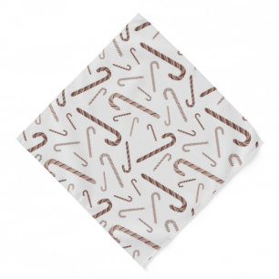 Brown & White Candy Cane Pattern Bandana