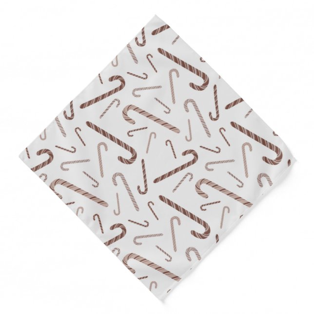 Brown & White Candy Cane Pattern Bandana (Front)