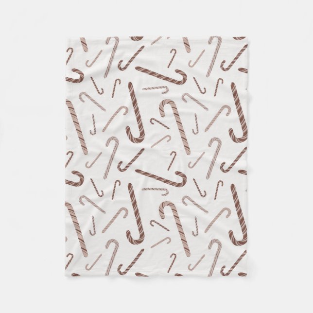 Brown & White Candy Cane Pattern Fleece Blanket (Front)