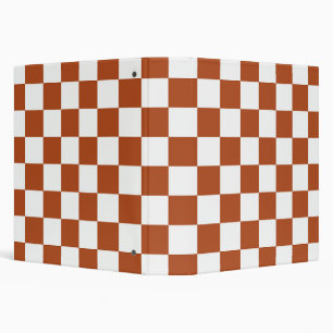 Brown White Checkered Check Pattern 3 Ring Binder