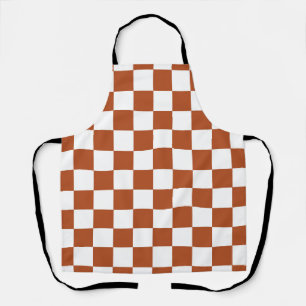 Brown White Checkered Check Pattern Apron