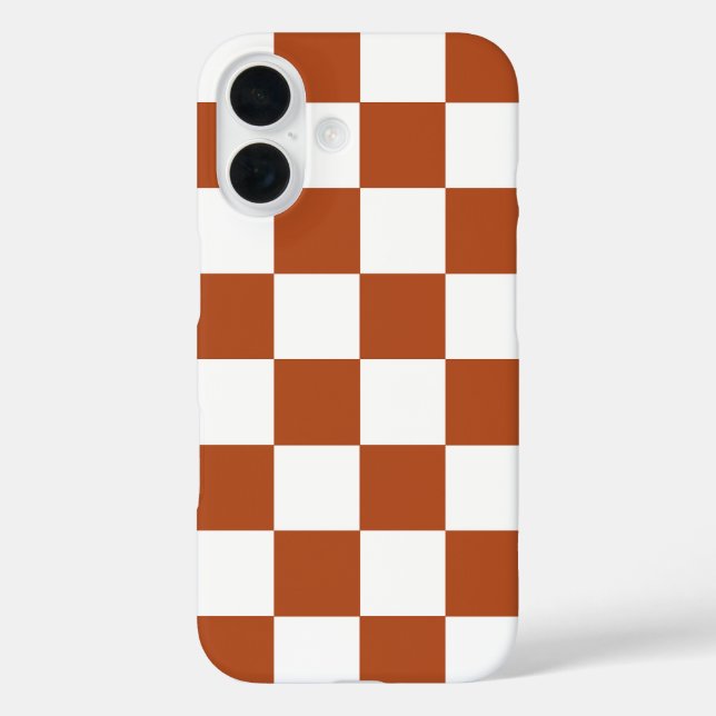 Brown White Checkered Check Pattern Case-Mate iPhone Case (Back)