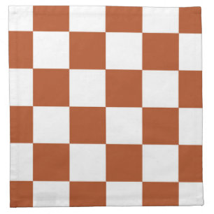 Brown White Checkered Check Pattern Cloth Napkin