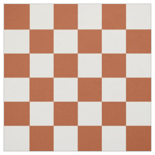 Brown White Checkered Check Pattern Fabric