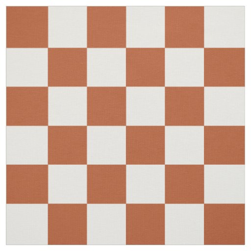 Brown White Checkered Check Pattern Fabric