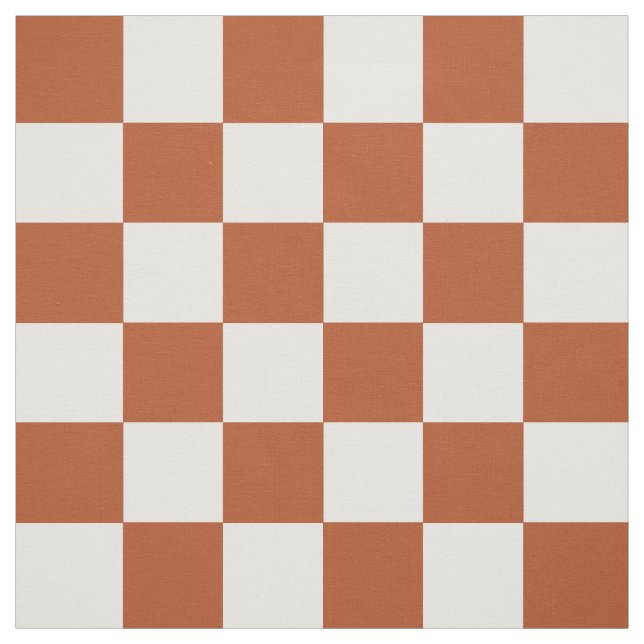 Brown White Checkered Check Pattern Fabric (Swatch)