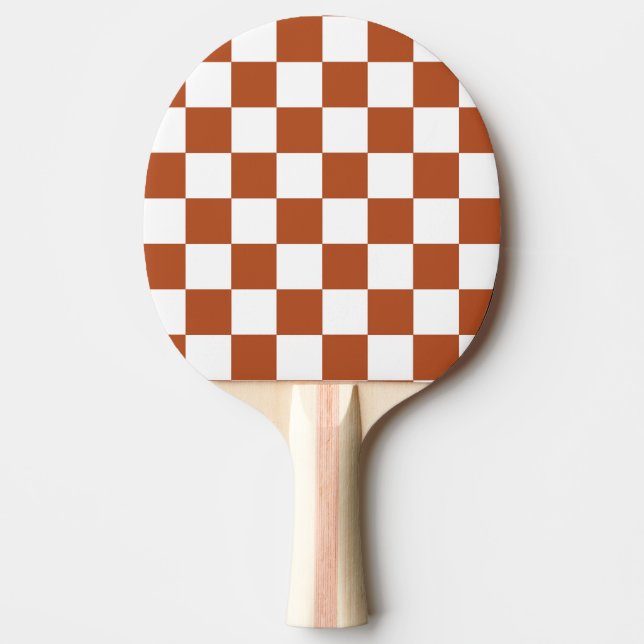 Brown White Checkered Check Pattern Ping Pong Paddle (Front)