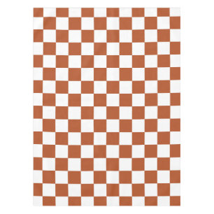 Brown White Checkered Check Pattern Tablecloth