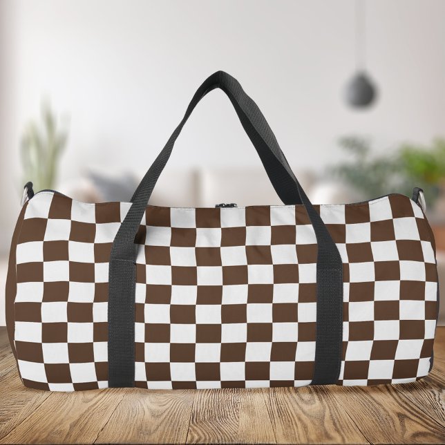 Brown White Checkered Duffle Bag (Creator Uploaded)