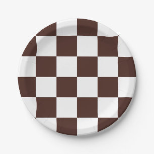 Brown/White Checkered Paper Plates
