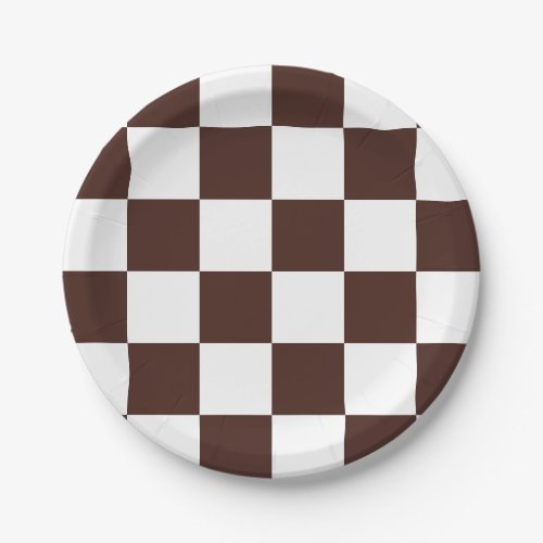 BrownWhite Checkered Paper Plates