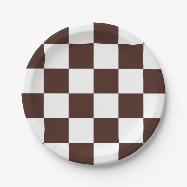 Brown/White Checkered Paper Plates (Front)