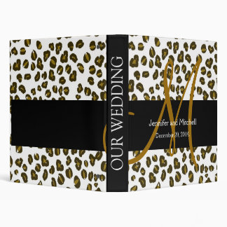 Brown White Cheetah Print Wedding Planner Binder
