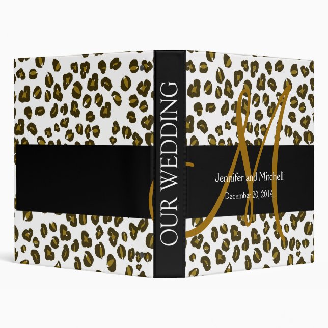 Brown White Cheetah Print Wedding Planner Binder (Background)