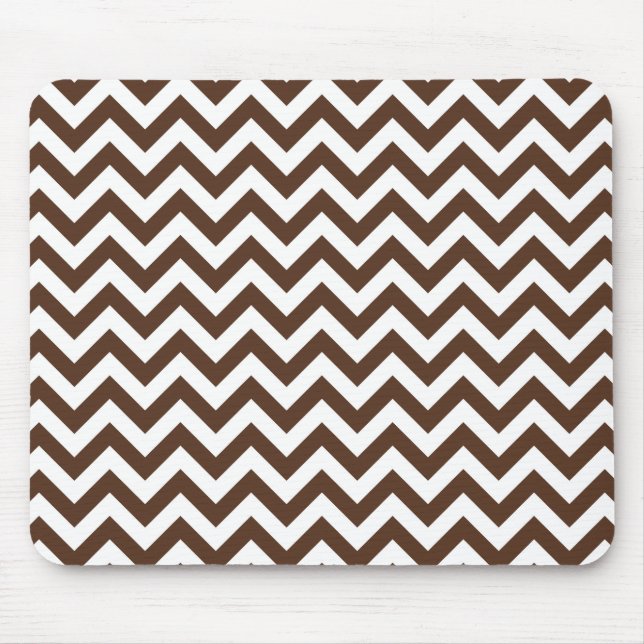 Brown White Chevron Pattern Mouse Pad (Front)