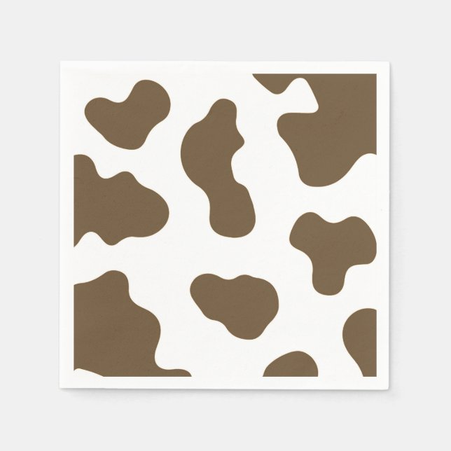 Brown White Cow Print Country Western Rodeo Party Napkins (Front)