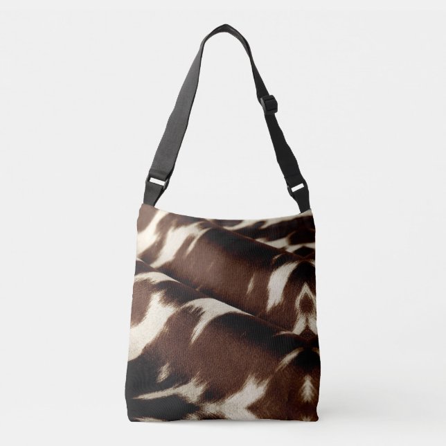 Brown ,white cow print  cross body bag (Front)