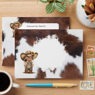 Brown White Cowgirl Circle pattern envelope