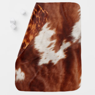 Brown White Cowhide Baby Blanket