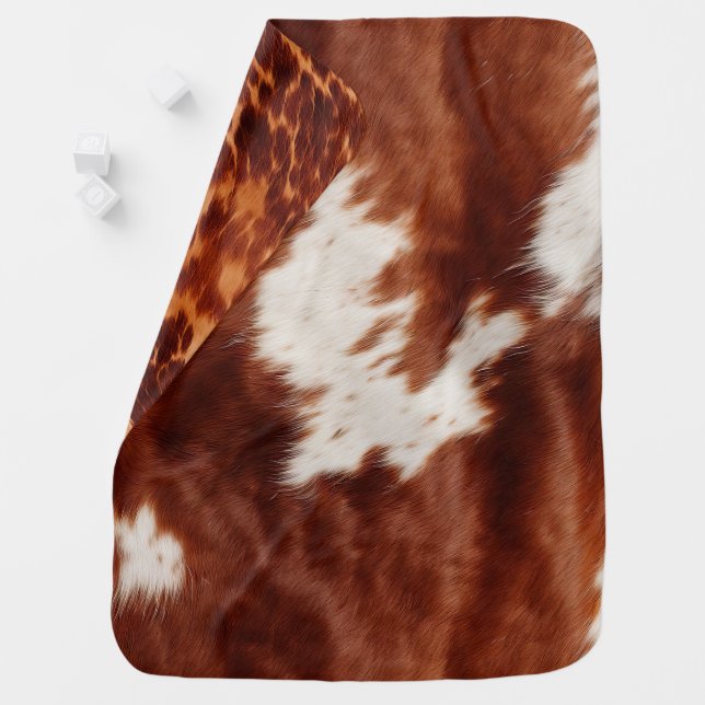 Brown White Cowhide Baby Blanket (In Situ)