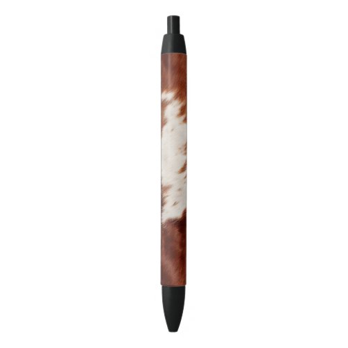Brown White Cowhide Black Ink Pen