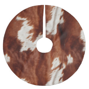 Brown White Cowhide Brushed Polyester Tree Skirt