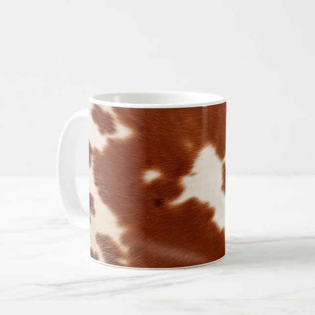 Brown White Cowhide Coffee Mug (Front Left)