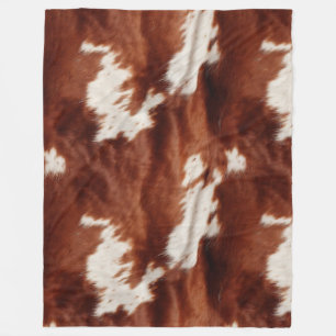 Brown White Cowhide Fleece Blanket
