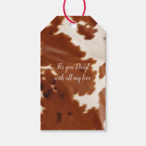 Brown White Cowhide  Gift Tags