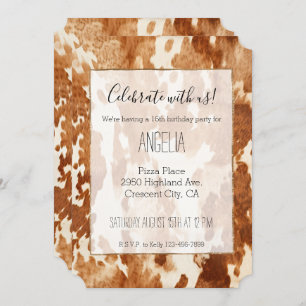Brown White Cowhide Invitation