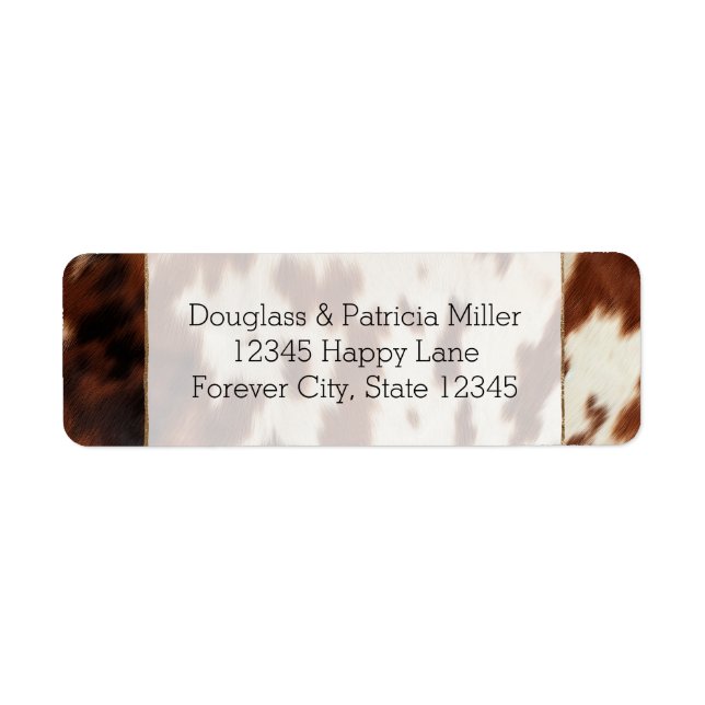 Brown White Cowhide Label (Front)