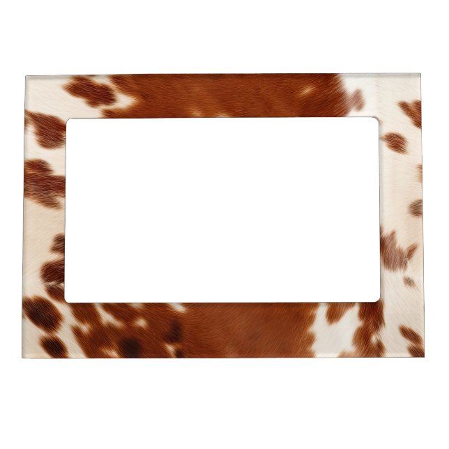 Brown White Cowhide Magnetic Frame (Front)
