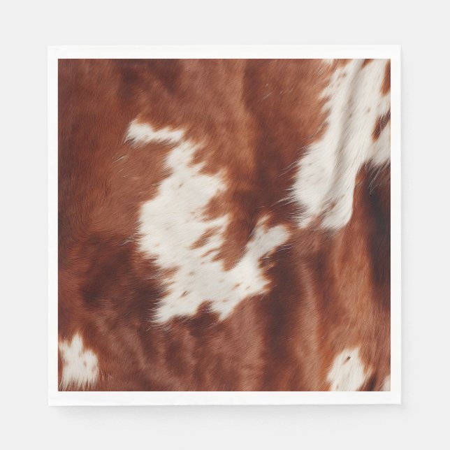 Brown White Cowhide Napkins (Front)