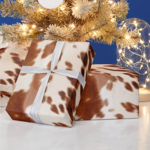 Brown White Cowhide Wrapping Paper