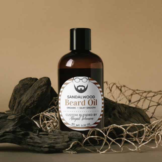 Brown & White Custom Blended Men's Beard Oil Label (Creator Uploaded)