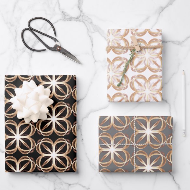 Brown White Design Customizable Background  Wrapping Paper Sheets (Front)