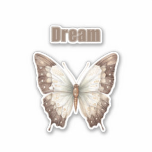 Brown White Dream Butterfly Sticker