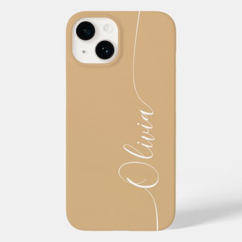 Brown White Elegant Calligraphy Script Name Case_Mate iPhone 14 Case