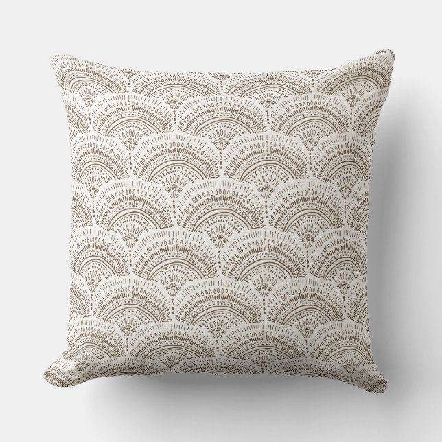 Brown white ethnic African traditional pattern Throw Pillow (Front)