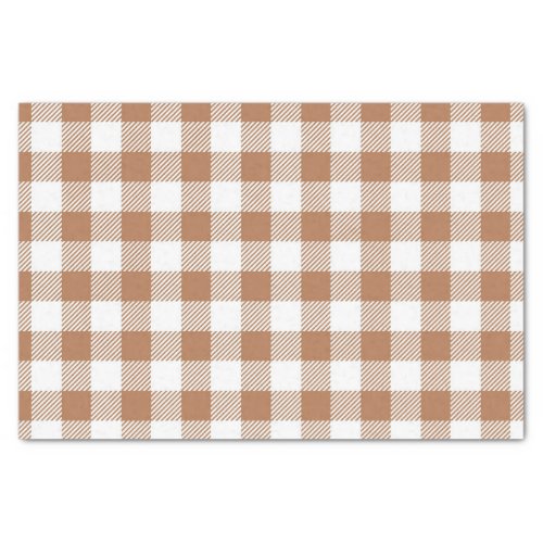 BROWN  WHITE FALL GINGHAM PLAID PATTERN TISSUE PAPER