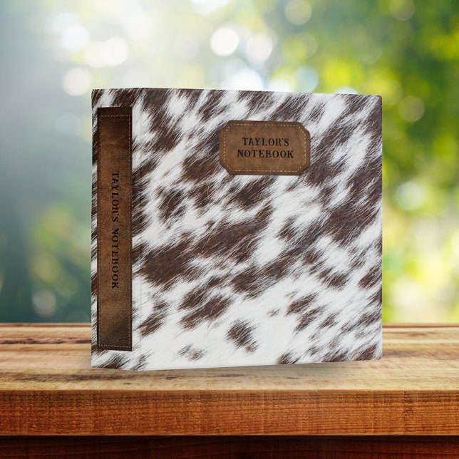 Brown & White Faux Cow Fur and Leather  3 Ring Binder (Creator Uploaded)