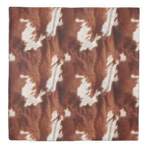 Brown White Faux Cowhide Duvet Cover