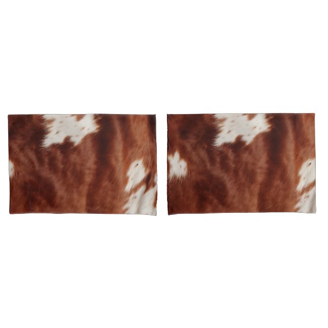 Brown White Faux Cowhide Pillow Case (Front-Set)