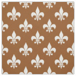 Brown White Fleur-de-lis Textile Fabric